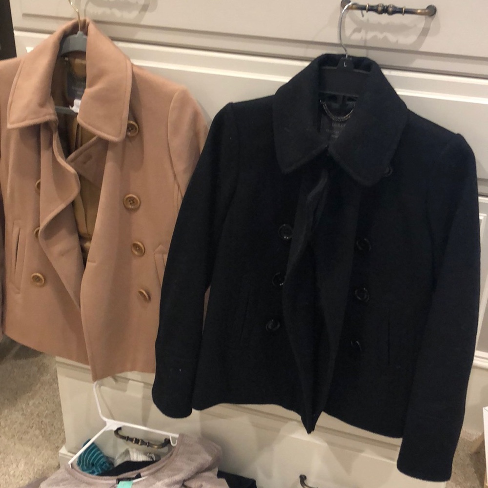 Tan and black jcrew peacoat